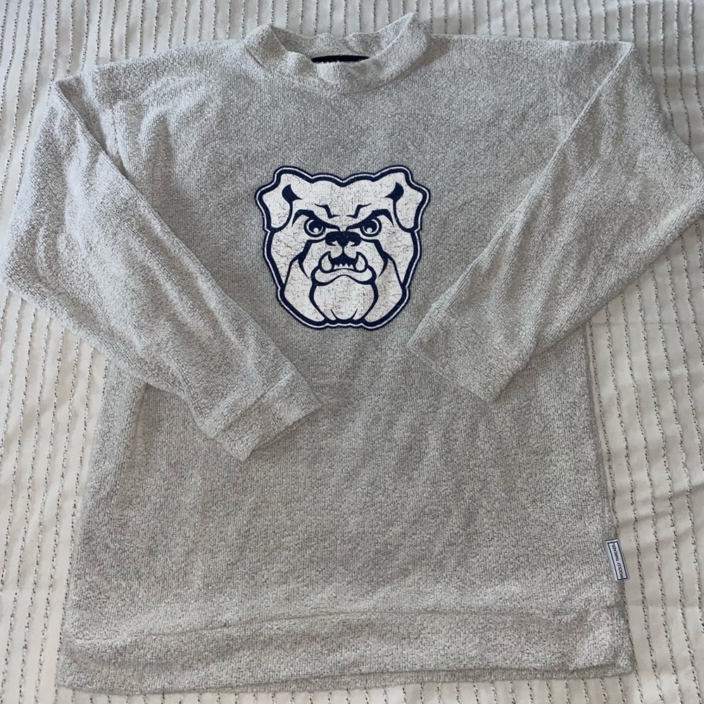 Woolly Threads, knit, mock neck Butler pullover